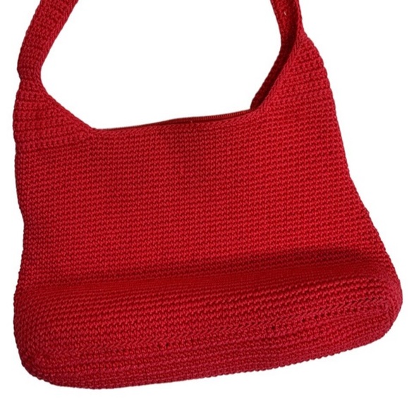 Knitted shoulder boho red purse - Picture 2 of 8